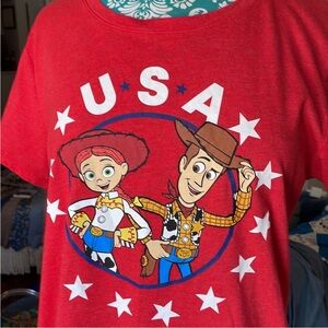 SOLD Disney Red USA Toy Story Woody & Jesse Tee America